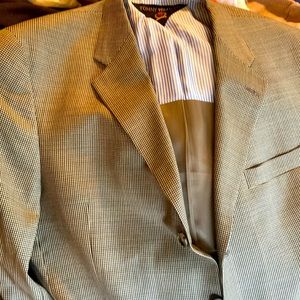 Tommy Hilfiger Suit Jacket Houndstooth Black Tan 44R